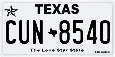 TX license plate CUN8540
