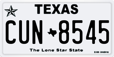 TX license plate CUN8545
