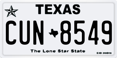 TX license plate CUN8549