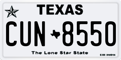 TX license plate CUN8550