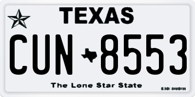 TX license plate CUN8553