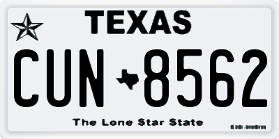 TX license plate CUN8562