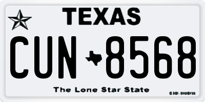TX license plate CUN8568