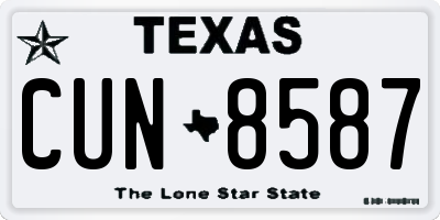 TX license plate CUN8587