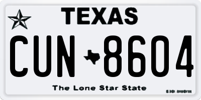TX license plate CUN8604