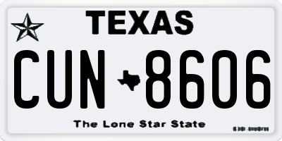 TX license plate CUN8606