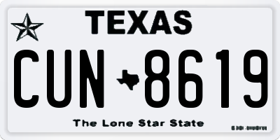 TX license plate CUN8619