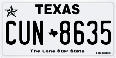 TX license plate CUN8635