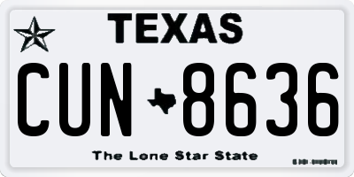TX license plate CUN8636