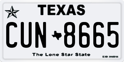 TX license plate CUN8665