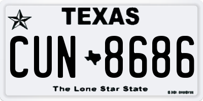 TX license plate CUN8686