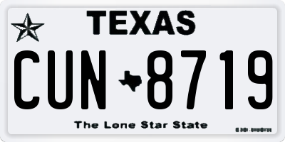 TX license plate CUN8719