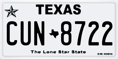 TX license plate CUN8722
