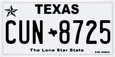 TX license plate CUN8725