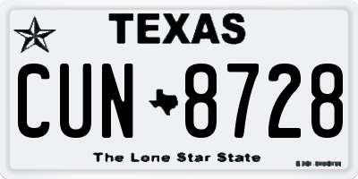 TX license plate CUN8728