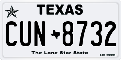 TX license plate CUN8732