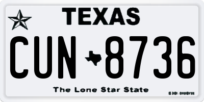 TX license plate CUN8736