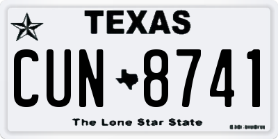TX license plate CUN8741