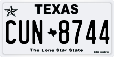 TX license plate CUN8744