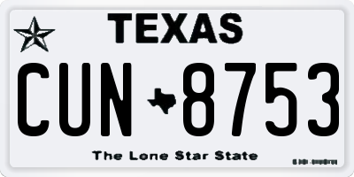 TX license plate CUN8753