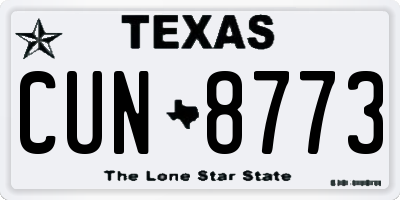 TX license plate CUN8773
