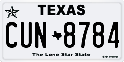 TX license plate CUN8784