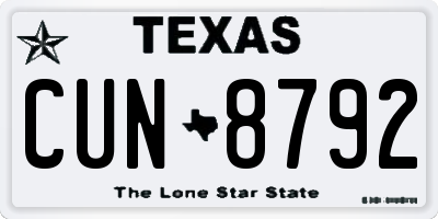 TX license plate CUN8792
