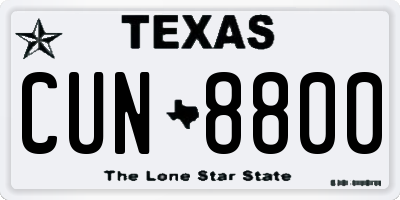 TX license plate CUN8800