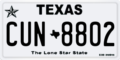 TX license plate CUN8802