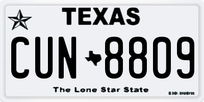 TX license plate CUN8809