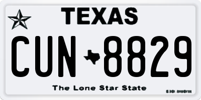 TX license plate CUN8829