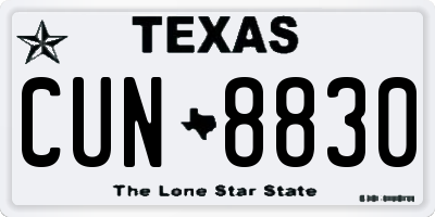 TX license plate CUN8830