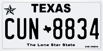 TX license plate CUN8834
