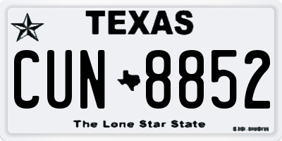 TX license plate CUN8852