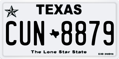 TX license plate CUN8879