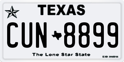 TX license plate CUN8899