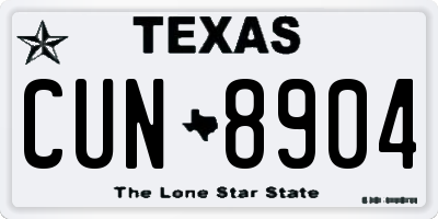 TX license plate CUN8904