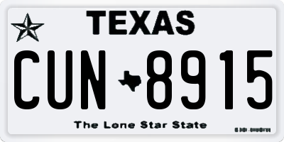 TX license plate CUN8915