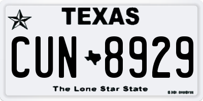 TX license plate CUN8929
