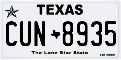 TX license plate CUN8935
