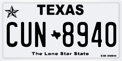TX license plate CUN8940