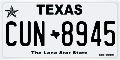 TX license plate CUN8945