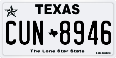 TX license plate CUN8946