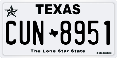TX license plate CUN8951