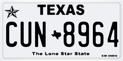 TX license plate CUN8964