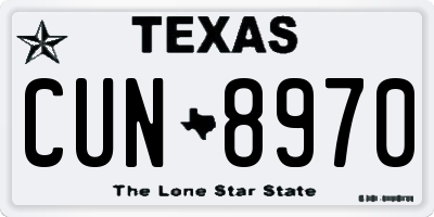 TX license plate CUN8970