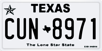 TX license plate CUN8971