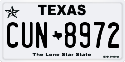 TX license plate CUN8972