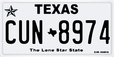 TX license plate CUN8974