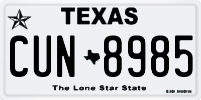 TX license plate CUN8985